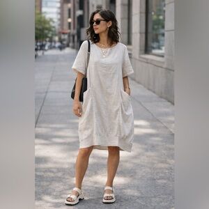 NWT Via Sogniria Italian Linen Cream Midi Dress